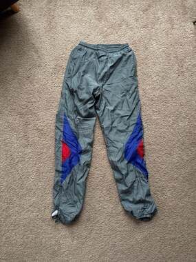 Vintage Givenchy Active Sport 90s Nylon Track Pants Colorblock Grey Blue Red